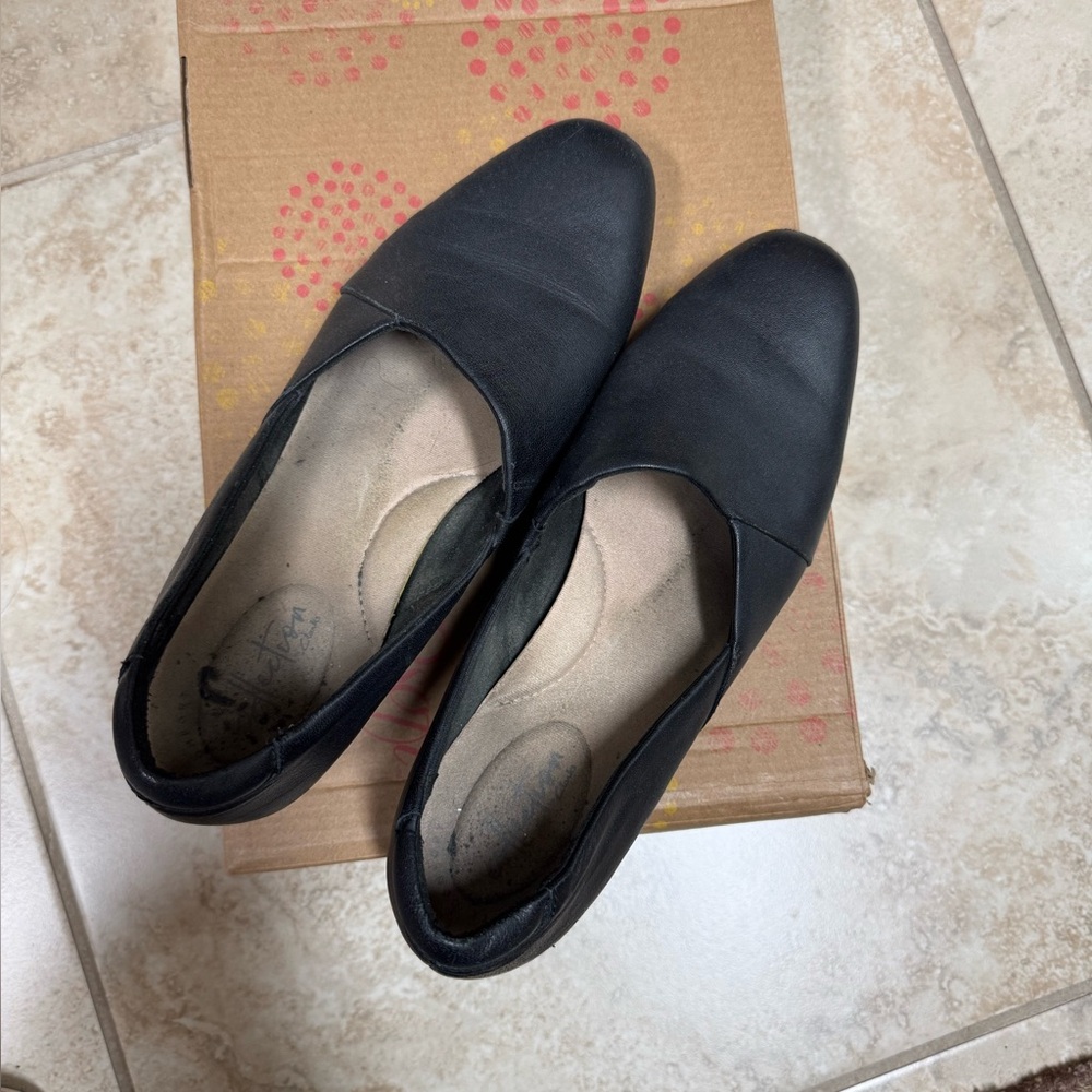 Clark’s Black Women's Leather Slip-On Shoes
